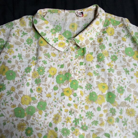 Vintage 70s Permanent Press Floral Button Shirt - Picture 1 of 5